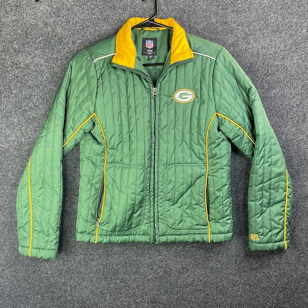 NFL Green Bay Packers Quilted Full Zip Puffer Jacket Women's Small Green